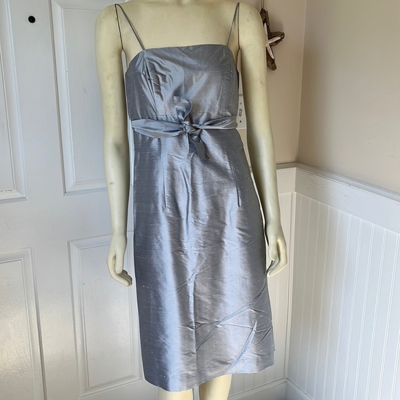 SIRI Women’s Silk Strapless Hepburn Silver Gray A-Line Sheath Dress 6 - Picture 1 of 13
